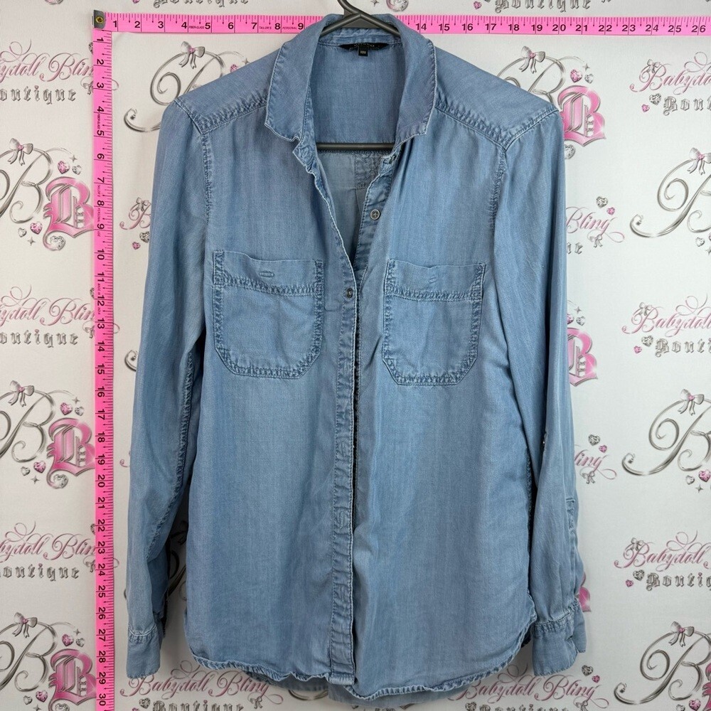 RW&CO. Long sleeve denim look jean Light Blue Denim Button-Down Shirt